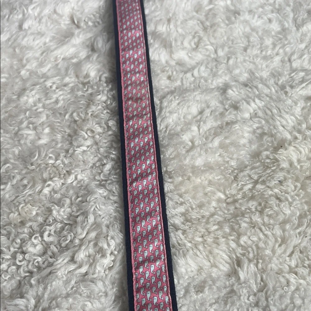 Vineyard Vines Kids Pink and Brown Patterned Genuine Leather Belt Gold Buckle